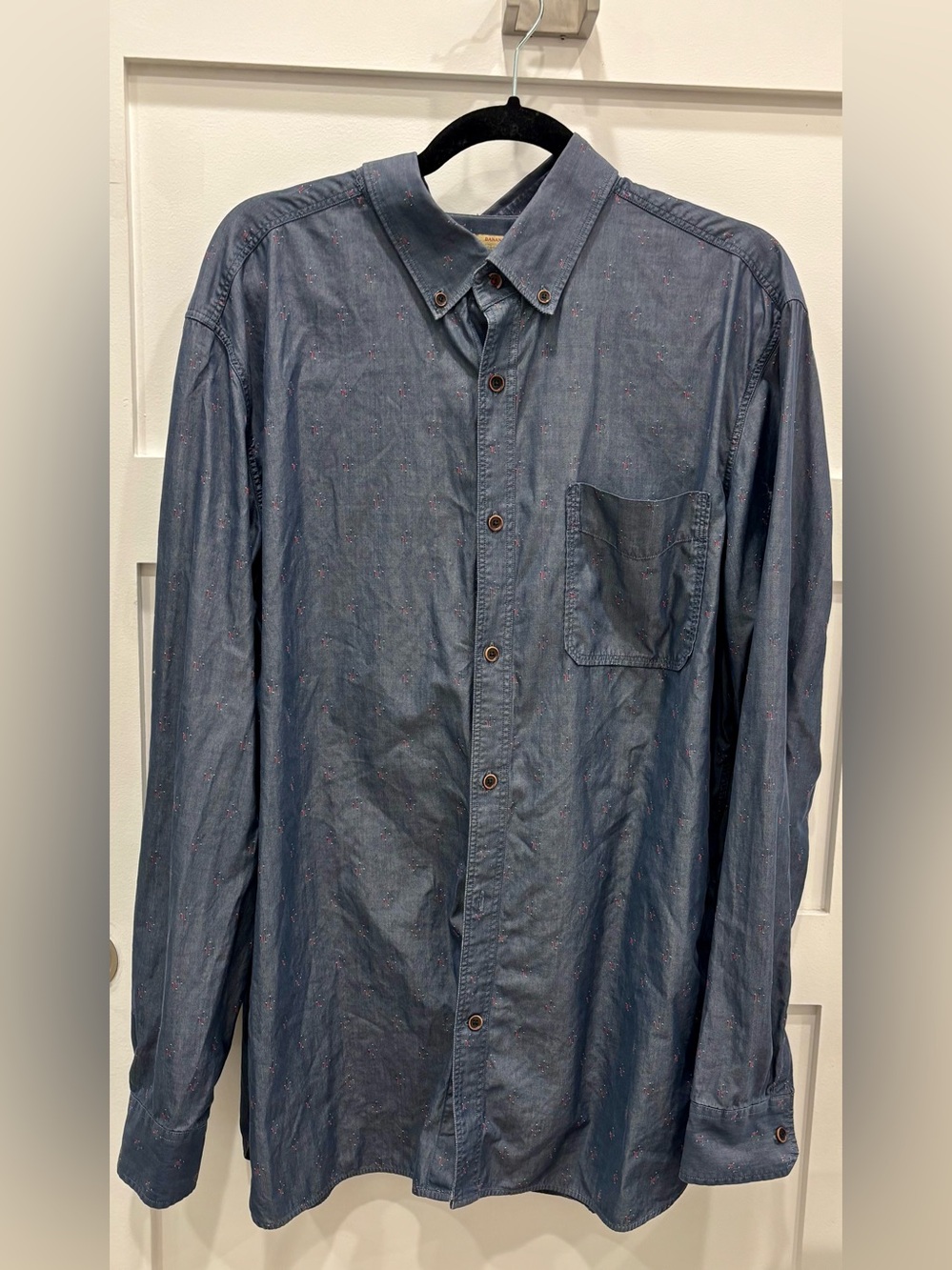 Banana Republic Heritage Navy  Button-Down Shirt w/ Red Embroidery